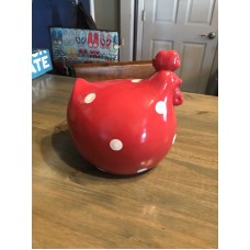 Painted And Glazed Red Polka Dot Terra Cotta Rooster   113202447316